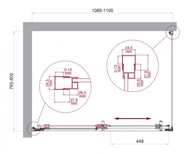 Душевой уголок BELBAGNO LUCE-AH-1 Cezares LUCE-AH-1-110/100-C-Cr