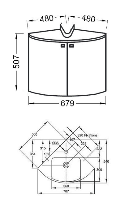 Тумба под раковину Jacob Delafon Odeon Up 68 угловая