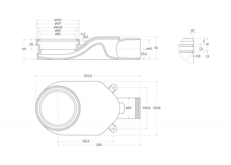 Душевой лоток BELBAGNO LUCE 60 см Cezares BB-LD-LUCE-60-CR