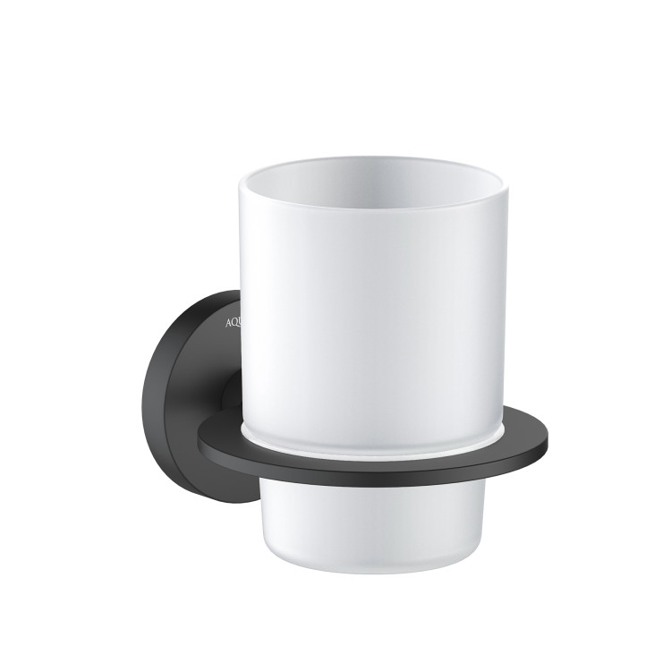 Стакан с держателем Aquatek матовый черный AQ4204MB Оберон