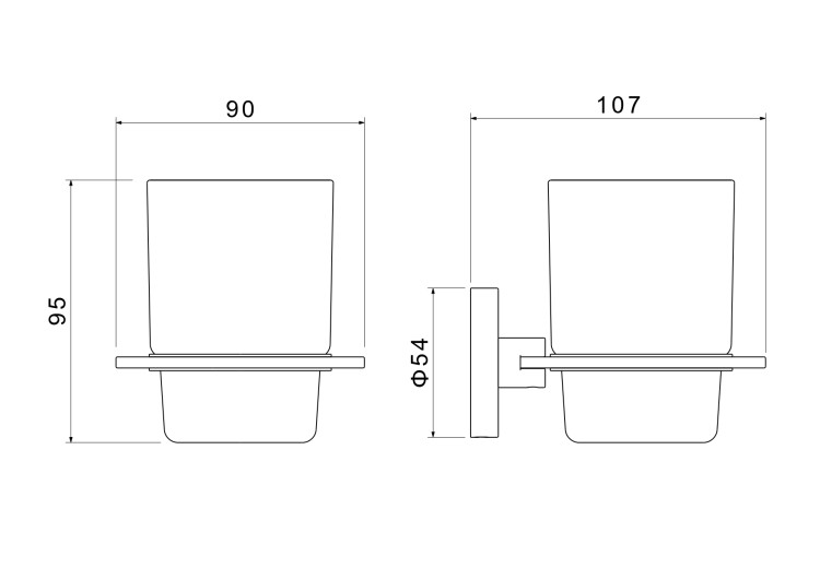 Стакан с держателем Aquatek матовый черный AQ4204MB Оберон