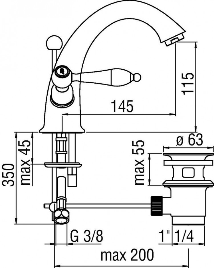 Смеситель для раковины Nobili Antica AT31118/6CR