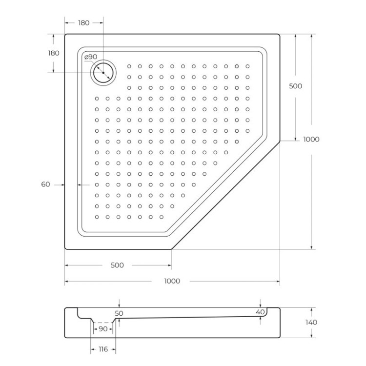 АКРИЛОВЫЙ ПОДДОН TRAY-A-P-15-W Cezares CZR-01-90