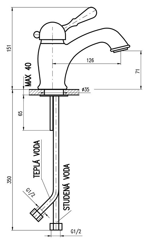 Смеситель для раковины Rav Slezak Labe Mosaz L026.5SM