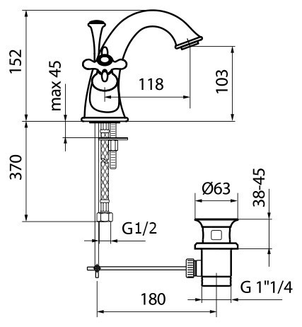 Смеситель для раковины Webert Ottocento OT700102