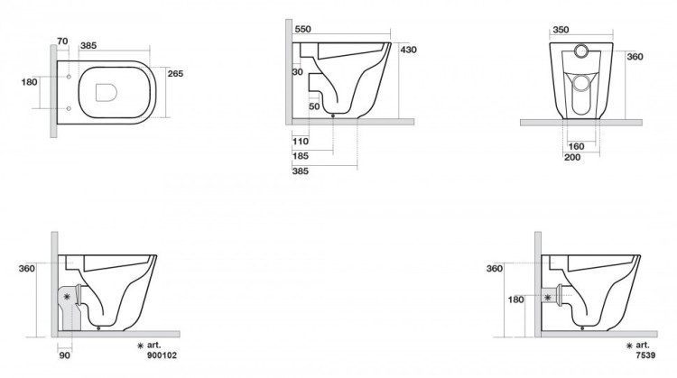 Унитаз Kerasan Tribeca 5116 приставной