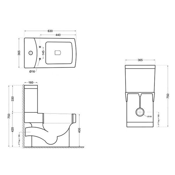Унитаз компакт Jaquar Fonte FNS-WHT-40751P
