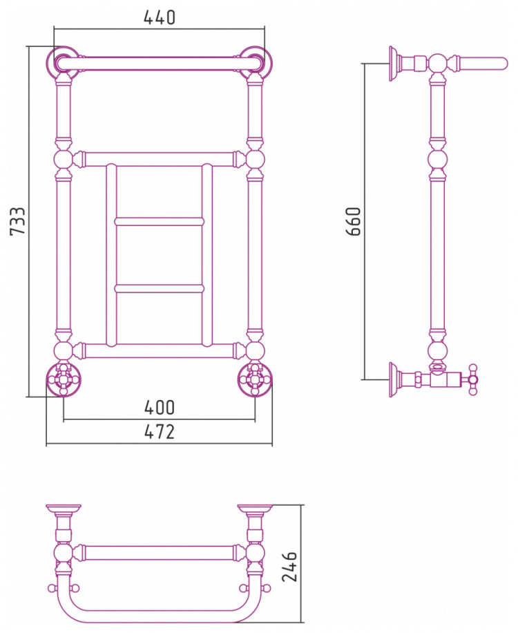 Полотенцесушитель водяной Сунержа Ренессанс 1452 660x400 Матовая шампань