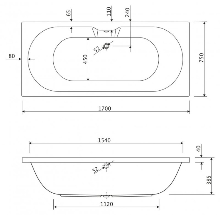Передняя панель для акриловой ванны Cezares EMP-170-SCR-W37