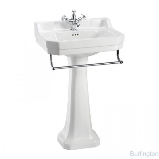 Раковина Edwardian 56 см на 1 или 3 отверстия с пьедесталом Regal и полотенцедержателем