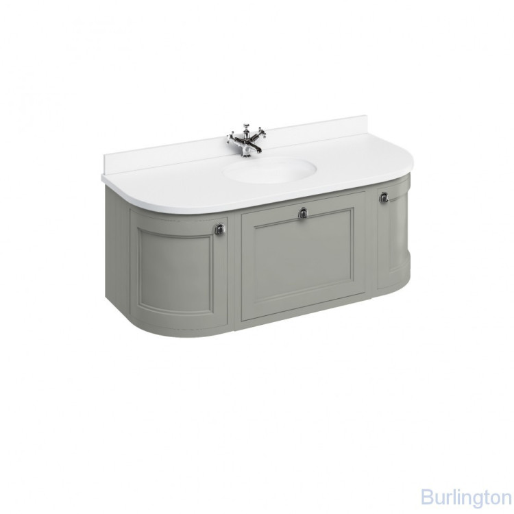 Тумба со столешницей 134 см, подвесная, цвет тёмно - оливковый [FW4O + BW13]