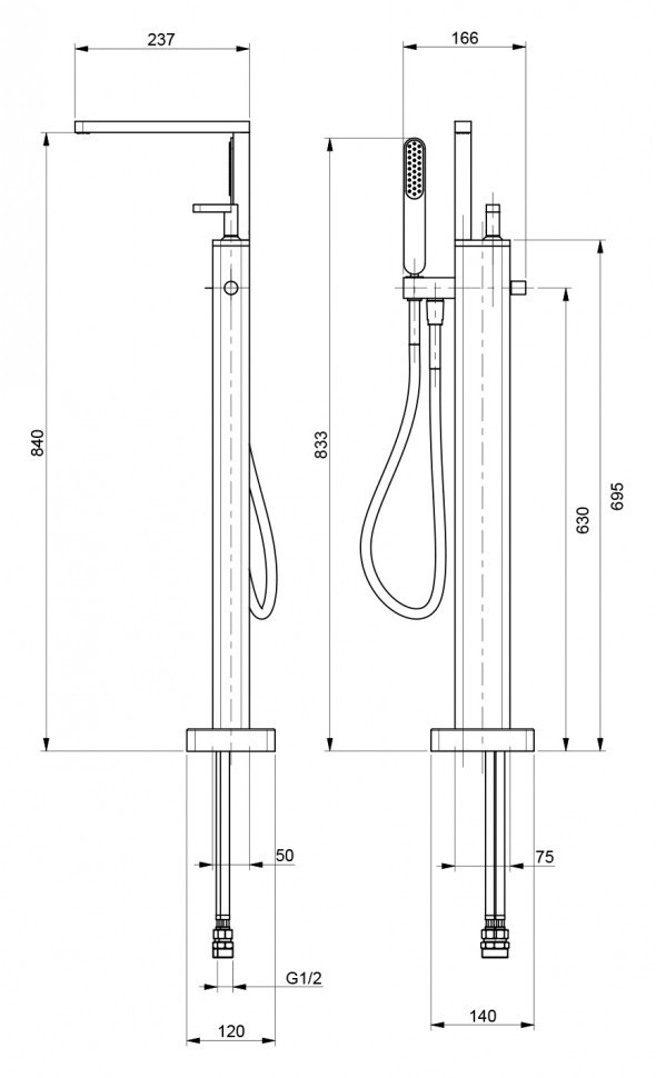 Смеситель для ванны Webert Living LV851101