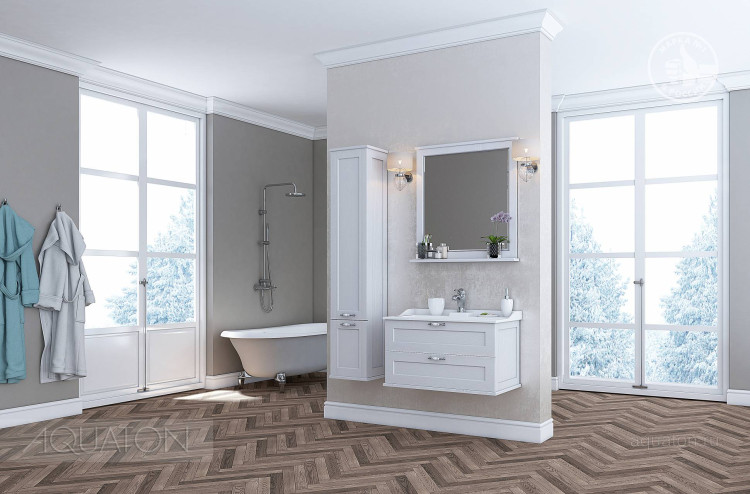 Зеркало Aquaton Леон 80 дуб белый 1A186402LBPS0