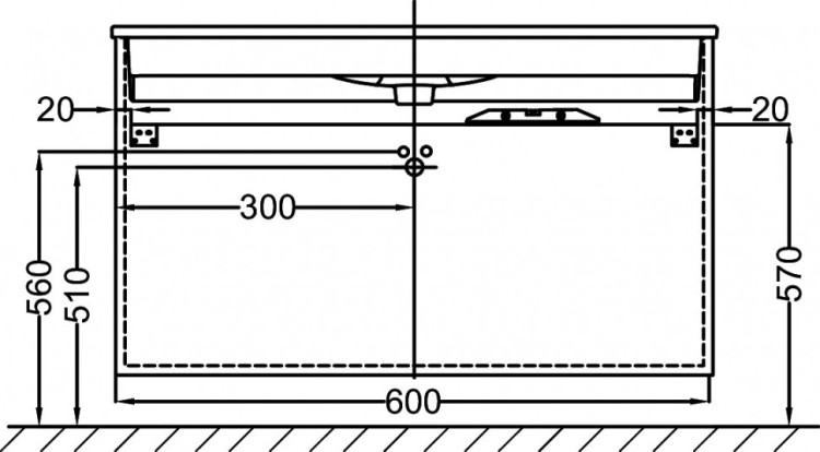 Мебель для раковины-столешницы 60 см, 2 выдвижных ящика, ореховое дерево Jacob Delafon VOX EB2050-RA-E16