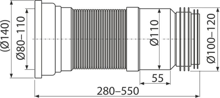 Гибкая подводка для выпуска унитаза Alcadrain A970