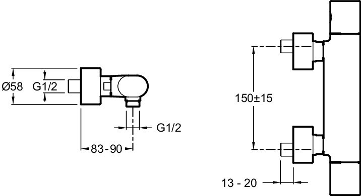 Термостатический настенный смеситель для душа Jacob Delafon TALAN E10091RU-CP