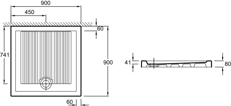 Душевой поддон, квадратный, 90 x 90 см Jacob Delafon KYREO EN104-00