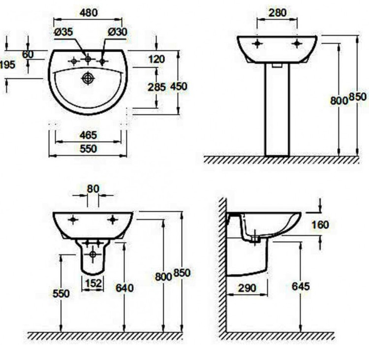 Раковина Jacob Delafon Patio 55 E4158NG-00