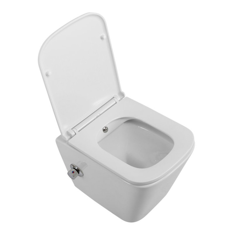 Унитаз подвесной с сиденьем и креплением с функцией биде и смесителем BelBagno BB3103CHR-BS/SC