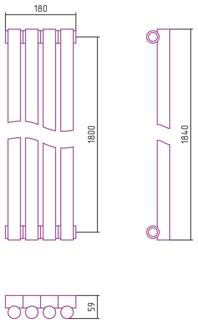 Отопительный радиатор Сунержа Эстет-1 1800х180 4 секции Золото