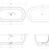 Ванна из искусственного камня Solid Surface 1600х800х540 Cezares CZR-STYLUS-160-80-54-SSB