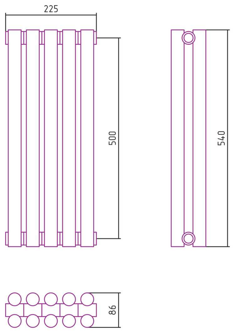 Отопительный радиатор Сунержа Эстет-11 500х225 5 секций Шампань