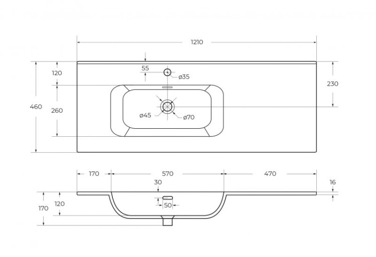 База под раковину подвесная с двумя выкатными ящиками, левосторонняя Cezares ECO-CER-N-1000-2C-SO-PS-P-L