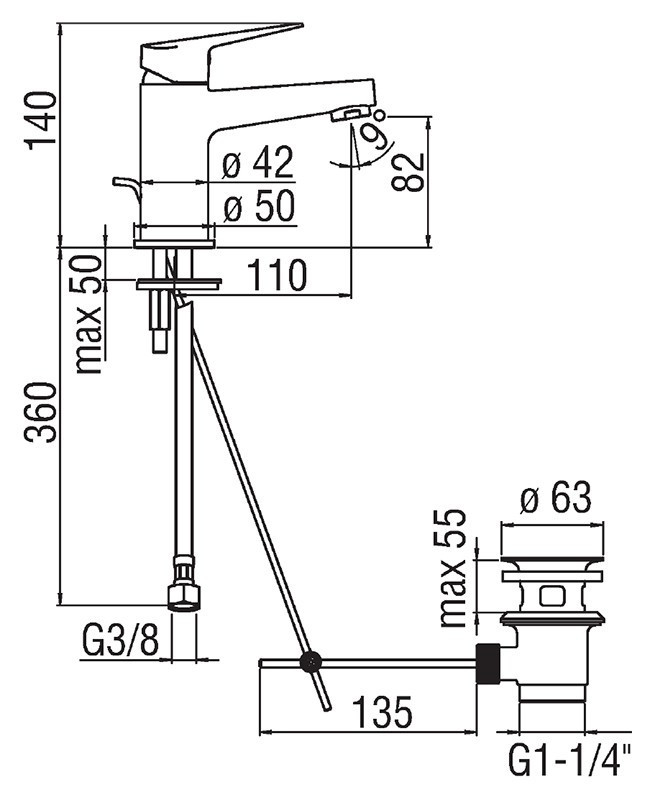 Смеситель для раковины Nobili Blues BS101118/1CR