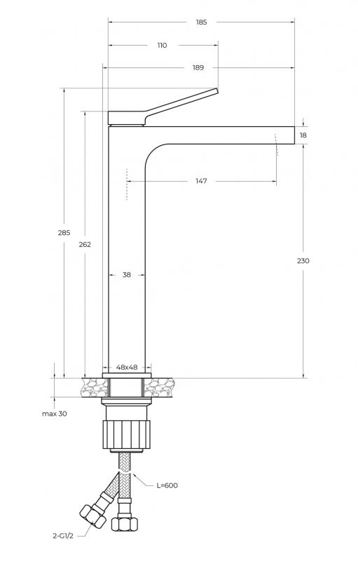 Смеситель для накладной раковины без донного клапана Cezares ALBANO-LMC-CRM-W0