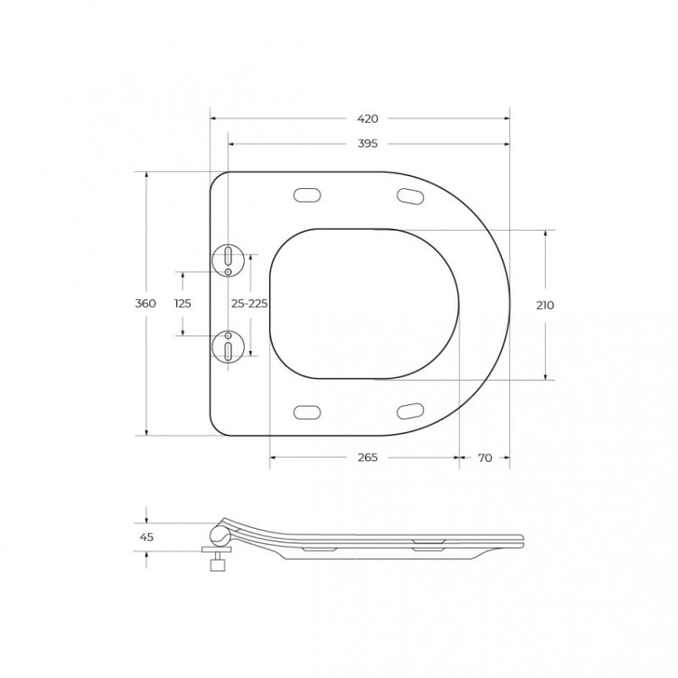 Сиденье дюропластовое с быстросъёмными петлями, механизмом Soft Close Cezares BB901SC