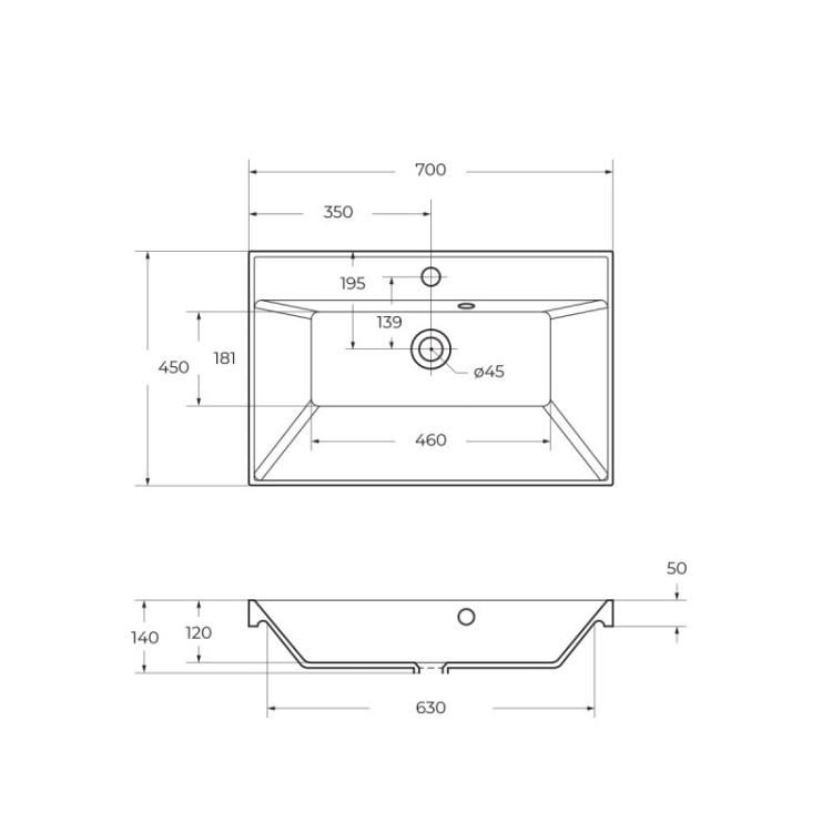 База под раковину напольная с двумя выкатными ящиками, 700x450x800 BelBagno MARINO-700-2C-PIA-BL-P