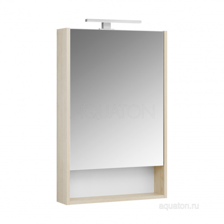Зеркальный шкаф AQUATON Сканди 55 белый, дуб верона 1A252102SDB20