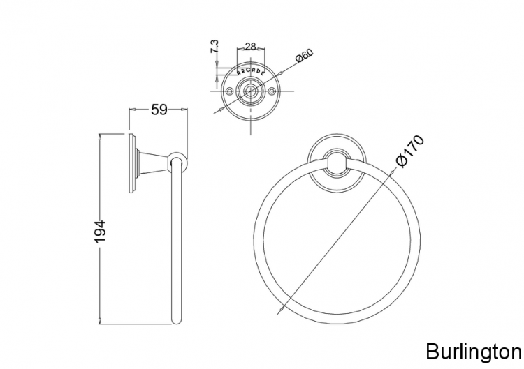 Полотенцедержатель круглый, ХРОМ [ARCA3 CHR]