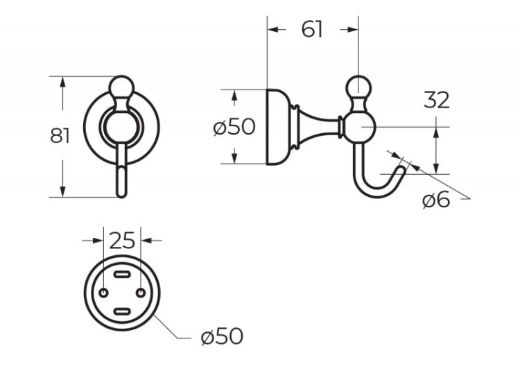 Крючок Cezares APHRODITE-HK1-01-M