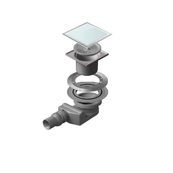 Точечный трап 150х150 мм Confluo Standard Vertical White Glass, белое стекло, с рамкой PESTAN 13000098