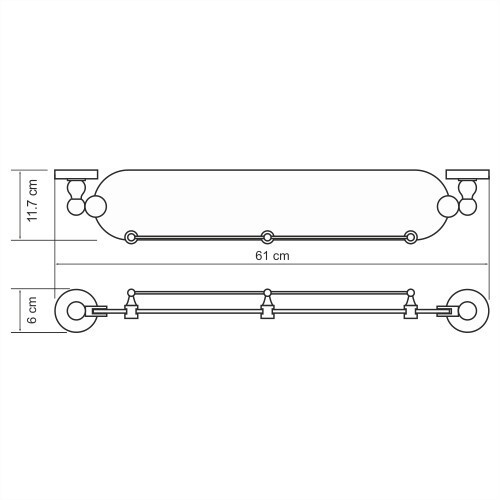 WasserKRAFT Nau K-7744 Полка стеклянная с бортиком