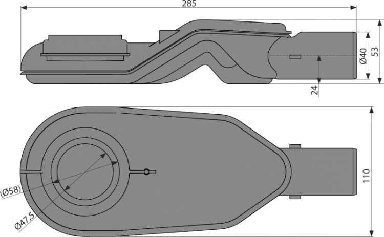 Экстра низкий сифон DN40 для водоотводящего желоба APZ2012, APZ2022 Alcadrain P142