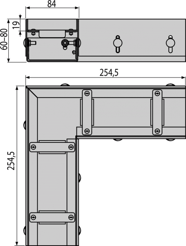 Дренажный угловой желоб 75 мм регулируемый, нержавеющая сталь Alcadrain ADZ331VR