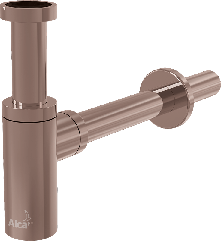 Сифон для умывальника DN32 DESIGN круглый, RED GOLD-крацованный мат Alcadrain A400-RG-B