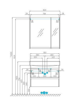 Тумба под раковину Aquaton Нортон 80 белая 1A248901NT010