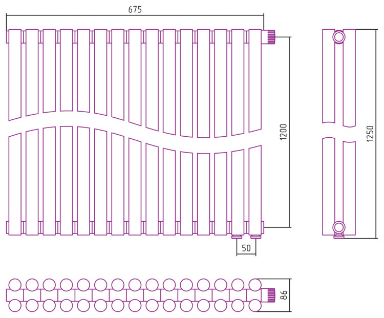 Отопительный радиатор Сунержа Эстет-11 EU50 1200х675 15 секций Состаренная бронза
