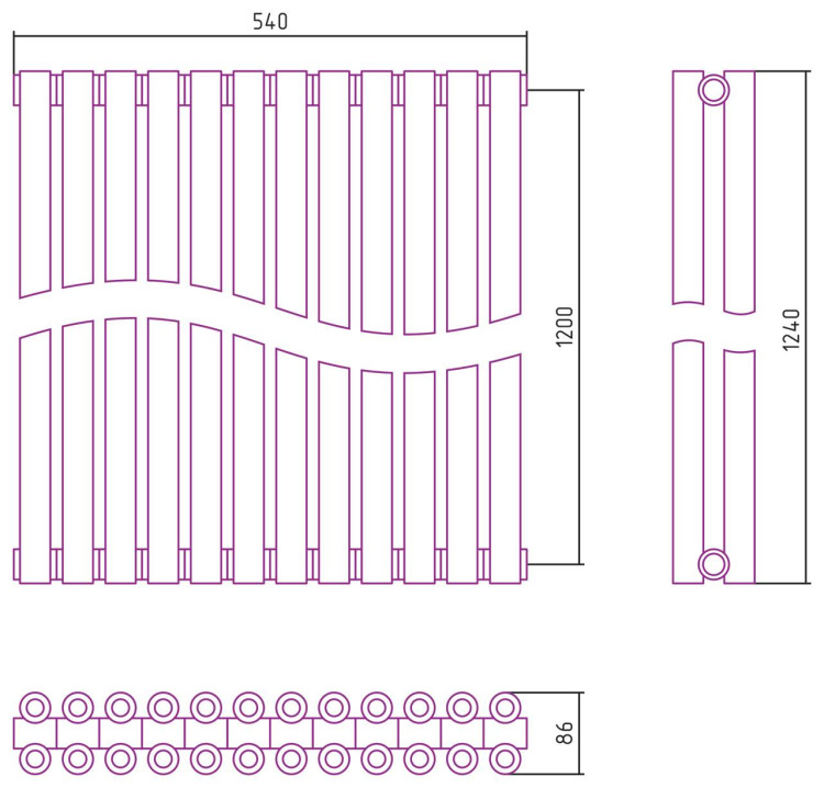 Отопительный радиатор Сунержа Эстет-00 1200х540 12 секций Белый
