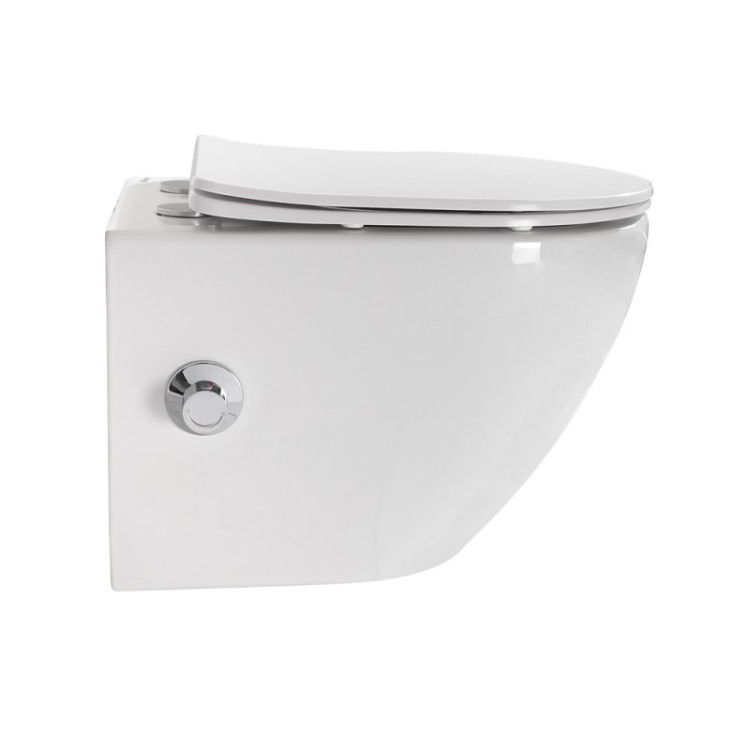 Унитаз подвесной с сиденьем и креплением с функцией биде и смесителем BelBagno BB3105CHR-BS/SC