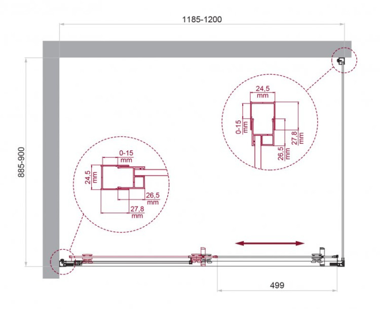 Душевой уголок BELBAGNO LUCE-AH-1 Cezares LUCE-AH-1-110/90-C-Cr