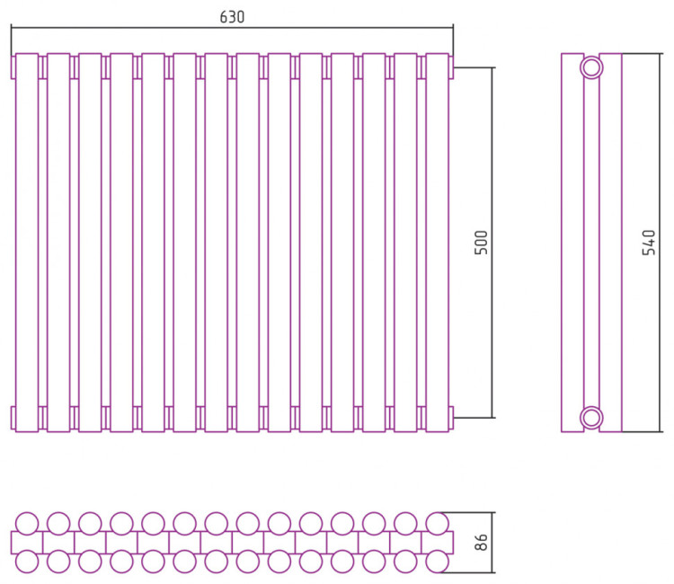 Отопительный радиатор Сунержа Эстет-11 500х630 14 секций Матовое золото