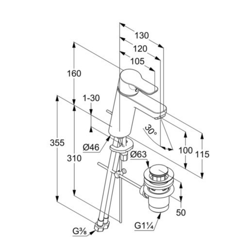 Смеситель для раковины Kludi Pure&Easy XL 372900565