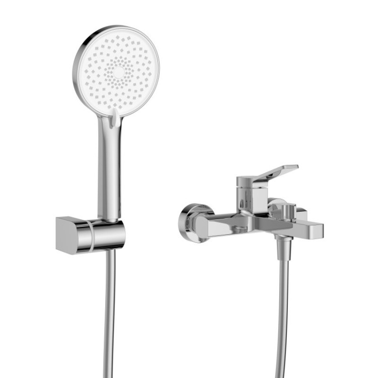 Смеситель для ванны и душа в комплекте с ручным душем, шлангом и держателем Cezares ALBANO-VASM-CRM