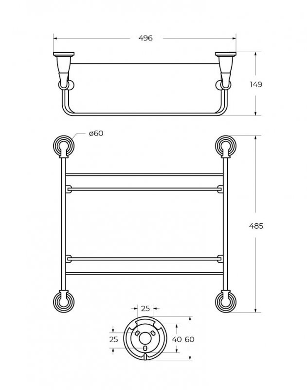 Полка стеклянная двойная подвесная 50 см ART&MAX AM-E-2611-D-Br