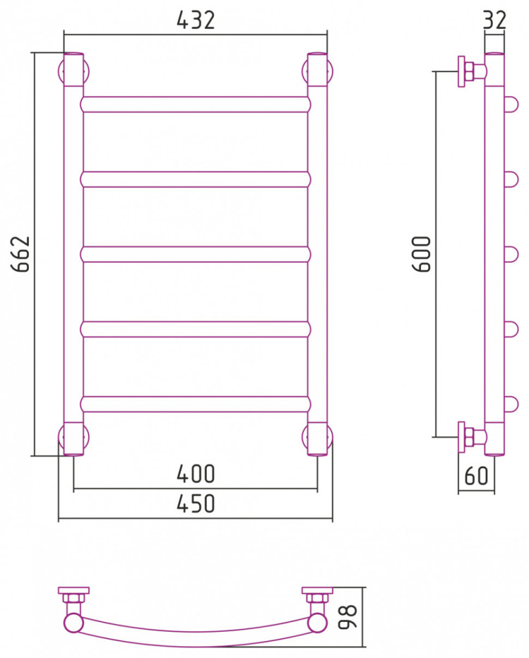 Полотенцесушитель водяной Сунержа Галант+ 600х400 Белый