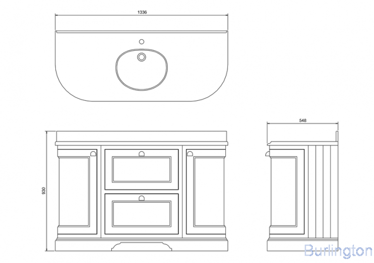Тумба со столешницей 134 см, цвет белый [FC4W + BC13]